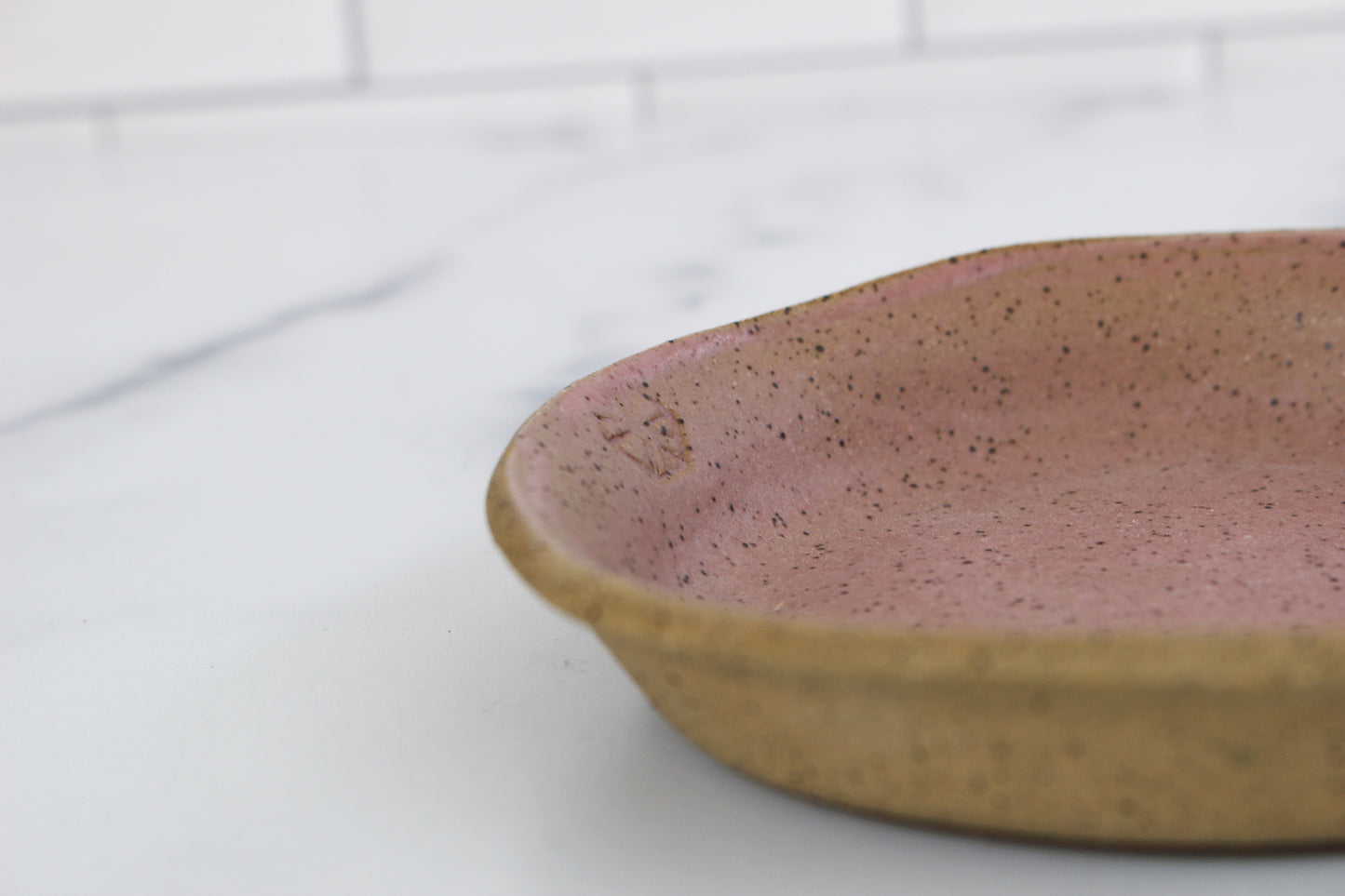 rose colored dinner plate
