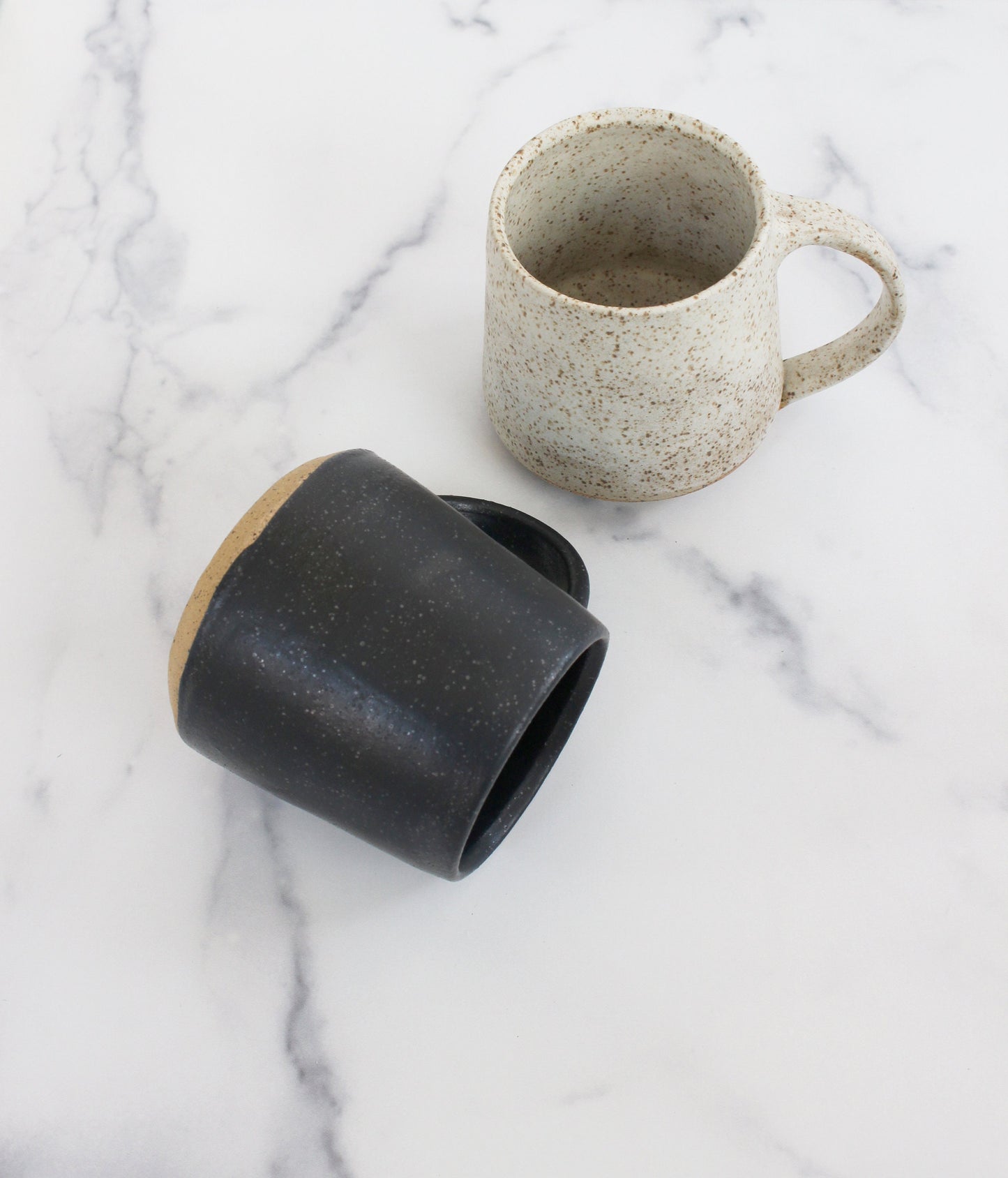 set of black and white modern coffee cups