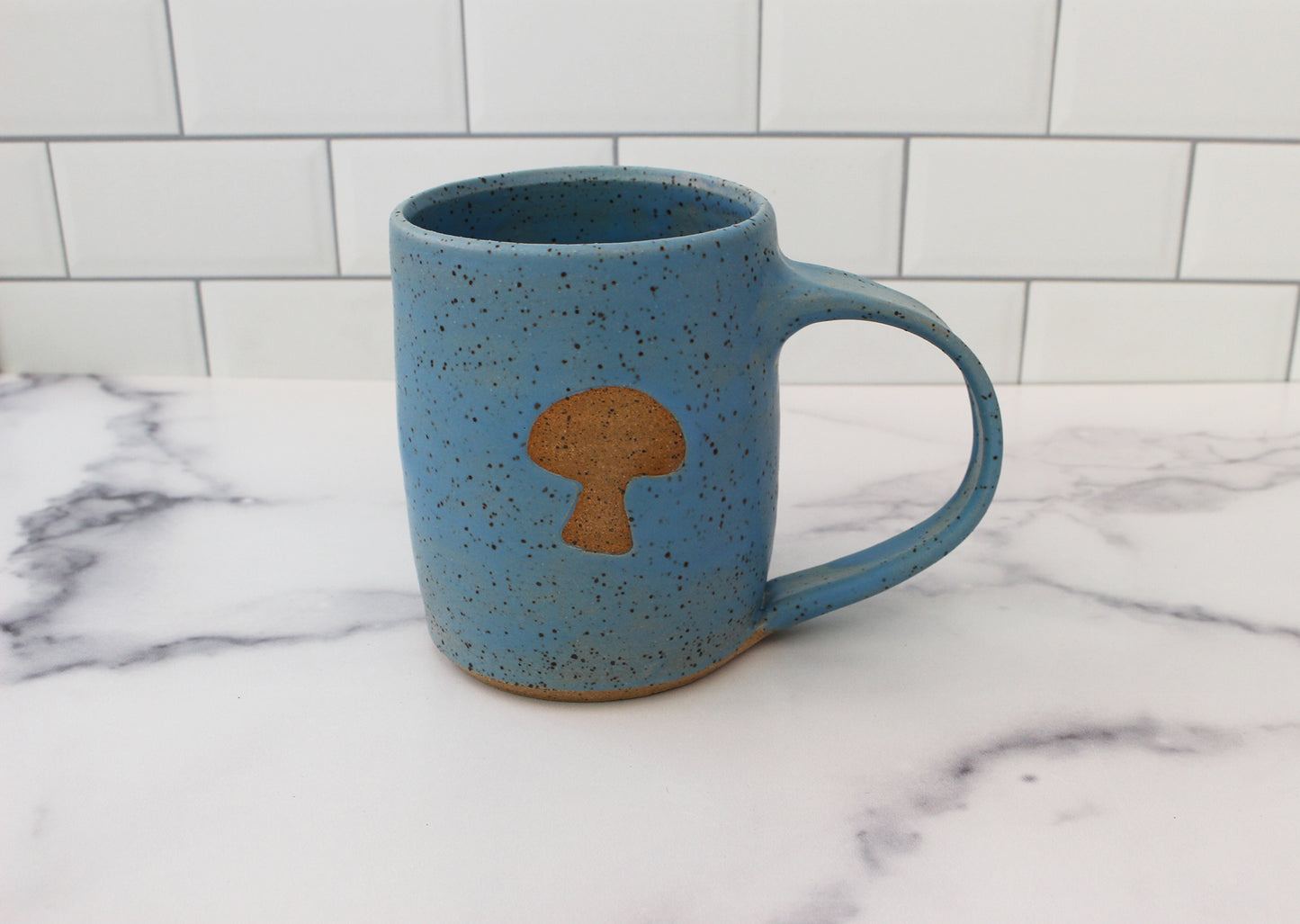 sky blue wheel thrown pottery mug