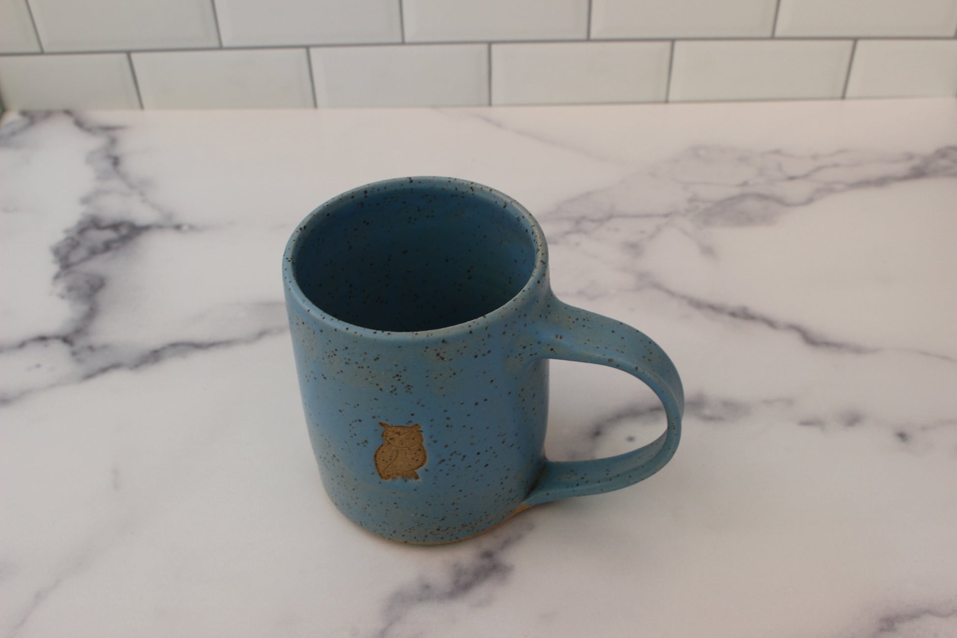 ice blue owl handmade mug