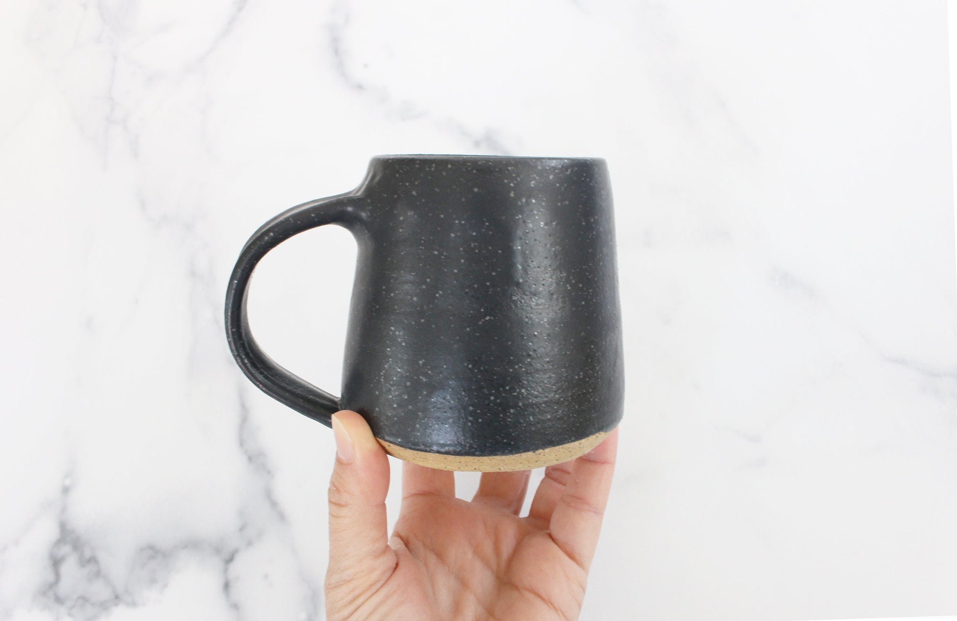 black speckled minimalist mug