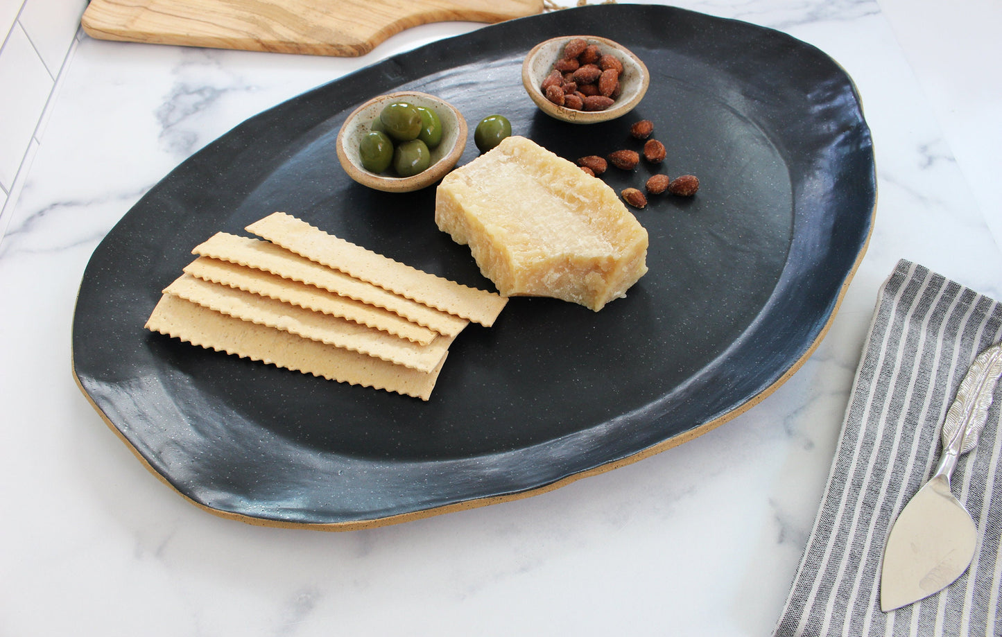 charcuterie black ceramic platter