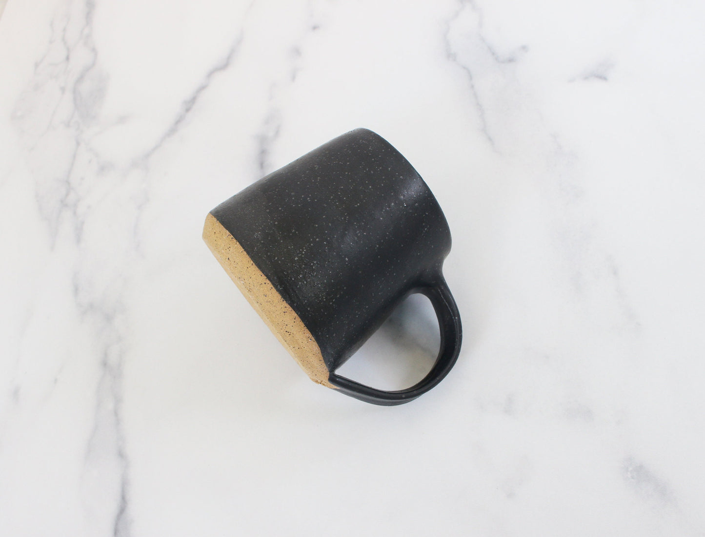 handmade speckled black minimal mug