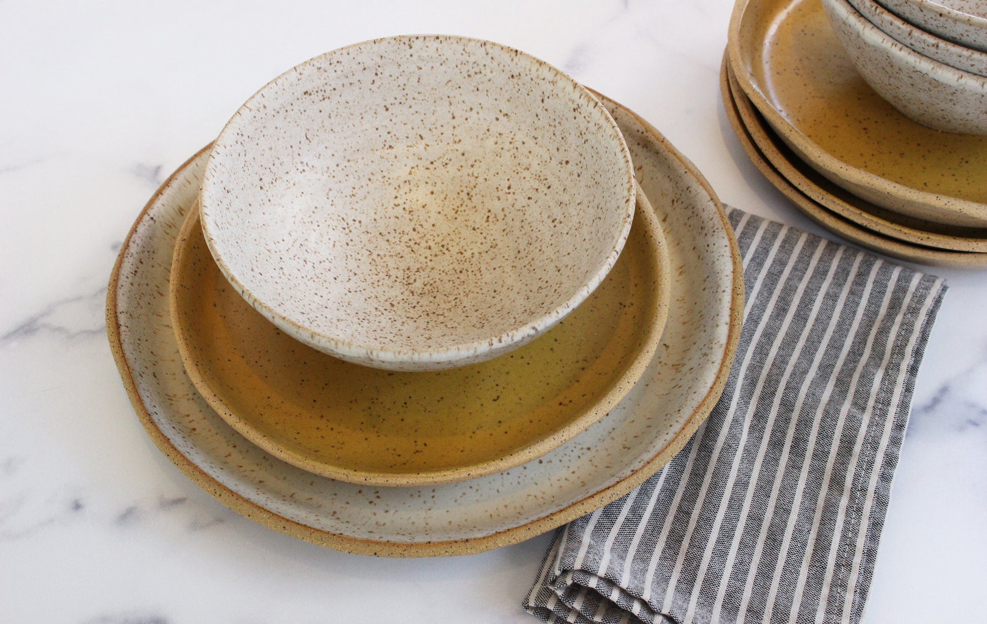 ceramic dish set with plates and cereal bowl