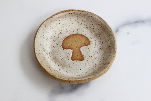 mushroom pottery sauce bowl